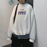Jinquedai  Men Sweatshirts Harajuku Vintage Fleece Letter Print Casual Hoodies Fashion Basic Man O Neck Pullovers Korean Clothing jinquedai