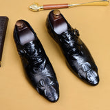 Jinquedai  mens formal shoes genuine leather oxford shoes for men black crocodile dress wedding shoes laces leather brogues jinquedai