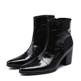 Men Boots 7CM High Heels Genuine Leather Boots Men Ankle Black Knight Boots Men Handsome Botas Hombre Party/Wedding Men jinquedai