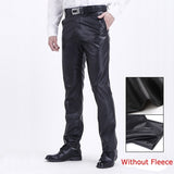 Thoshine Brand Summer Men Leather Pants Working Elastic Lightweight Smart Casual PU Leather Trousers Thin Motor Pants Plus Size jinquedai