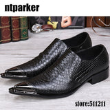 Jinquedai Fashion Pointed Metal Toe Men's Shoes Black Leather Dress Shoes Wedding/Business/Party Elegant Leather Shoes Men! jinquedai