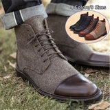 Jinquedai Men Ankle Boots Spring Autumn Casual Lace Up Shoes Booties Oxfords Fashion Leather Boots Men Boots Large Size 39-48 jinquedai