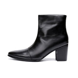 Men Boots 7CM High Heels Genuine Leather Boots Men Ankle Black Knight Boots Men Handsome Botas Hombre Party/Wedding Men jinquedai