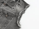 Spring Autumn Vintage Design Mens Denim Vest Male Retor Sleeveless Jackets Men Ripped Hole Jean Waistcoats Clothing 5XL jinquedai