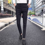 New Mens Fashion Boutique Black Striped Casual Business Suit Pants British Slim Quality Groom Wedding Dress Striped Men Trousers jinquedai