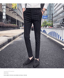 New Mens Fashion Boutique Black Striped Casual Business Suit Pants British Slim Quality Groom Wedding Dress Striped Men Trousers jinquedai