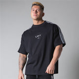 Summer Streetwear Round Neck Short Sleeve T-Shirt Tops Joggers Fitness Men's Sportswear Fashion Men's Clothing Bodybuilding Tops jinquedai