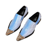 Fight Color Snake Pattern Cowhide Pointed Men's Shoes Increase Heels Banquet PARTY Fashion Mens Dress Shoes Pointed Toe jinquedai