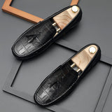 Jinquedai  Men leather summer casual shoes male sneakers Shoes loafer men Slip On black men's genuine leather shoes jinquedai