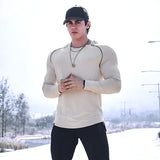 Jinquedai Men Long Sleeve Shirts Quick Dry Bodybuilding for Men Workout Gym Fitness Casual T Shirt Undershirts jinquedai