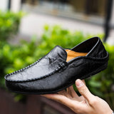 Jinquedai  Italian Mens Shoes Casual Luxury Brand Summer Men Loafers Genuine Leather Moccasins Light Breathable Slip on Boat Shoes jinquedai