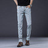 Jinquedai  Skinny Denim Jeans Men Slim Fit Stretch Mens Jeans Pant Gray Blue New jinquedai