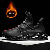 Jinquedai Men's Running Shoes Waterproof Leather Sneakers Unique Blade Sole High-quality Cushioning Outdoor Athletic Jogging Sport Shoes jinquedai