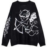 Sweaters Women Streetwear Knitted Pullover Angel Jacquard Fashion Hip Hop Spring Autumn Harajuku Oversized Outwear Jumper jinquedai