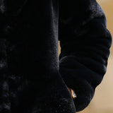 Jinquedai  Winter Long Black Thick Warm Fluffy Soft Faux Fur Coat Men Long Sleeve Lapel Plus Size Korean Fashion Men 4xl 5xl jinquedai