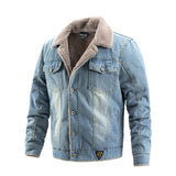 Men's Denim Jackets Winter Thick Jean Jacket Men Casual Overcoats Outdoor Windproof Jacket Fleece Warm Trench Coats Men jinquedai