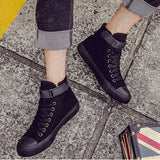 Fashion New Men Light Breathable Canvas Casual All Black white High top Solid Color Sneakers Shoes Couple vulcanized Women boots jinquedai