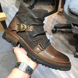 Autumn Winter Men Boots Square Heel High Top Retro Men's Shoes Round Head Knight Boots jinquedai