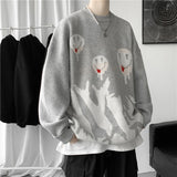 Jinquedai Smiley Face Loose Sweater Men Autumn Winter Pullovers Korean Style Casual Streetwear Men O-neck Knitted Sweaters jinquedai