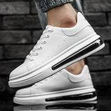 Fashion New Men Men Casual Shoes Flat Outdoor Fashion White Autumn Spring Leather Low Top Sneakers Male Non-Slip Work Breathable Thick Sole jinquedai