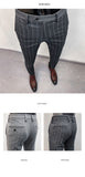 Jinquedai Suit Trousers for Men New High-quality Stripes Slim Dress Suit Pants Fashion Casual Mens Clothing Formal Full Length Pants jinquedai