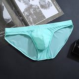Men's Underwear Briefs Hip Lifting Solid Color Youth Ice Silk Ultra Thin Transparent Low Waist Breathable Sexy Men's Panties jinquedai