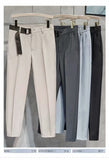 Autumn Hot Fashion Men¡¯s Stitching Belt Suit Pants Retro Casual British Style Skinny Pant Ankle-Length Slim-Fit Pants jinquedai