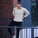 Jinquedai Men Long Sleeve Shirts Quick Dry Bodybuilding for Men Workout Gym Fitness Casual T Shirt Undershirts jinquedai