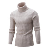 Autumn Winter Men's Turtleneck Sweater Men's Knitting Pullovers Rollneck Knitted Sweater Warm Men Jumper Slim Fit Casual Sweater jinquedai