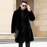 Jinquedai  Winter Long Black Thick Warm Fluffy Soft Faux Fur Coat Men Long Sleeve Lapel Plus Size Korean Fashion Men 4xl 5xl jinquedai
