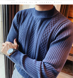 Jinquedai Top Quality Autumn Winter Turtleneck Solid Twist Sweater Men Clothing All Match Slim Fit Casual Knit Pullovers Pull Homme jinquedai