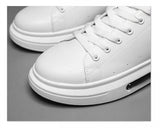 Fashion New Men Men Casual Shoes Flat Outdoor Fashion White Autumn Spring Leather Low Top Sneakers Male Non-Slip Work Breathable Thick Sole jinquedai