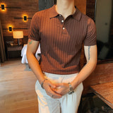 Jinquedai High Quality Summer Ice Silk Short Sleeve Knitted Polo Shirt Men Clothing Turn Down Collar Slim Fit Casual Tee Shirt Homme jinquedai