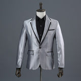 Men's Silver Gray Mid-length Tuxedo Slim Prom Wedding Suit Men's Formal Stage Chorus Costume Blazer and Pants jinquedai