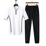 Men's Casual Suit Two-piece Men's Sportswear Stand-up Collar Loose Breathable Trend Short Sleeves with Handsome Men's Clothing jinquedai