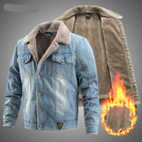 Men's Denim Jackets Winter Thick Jean Jacket Men Casual Overcoats Outdoor Windproof Jacket Fleece Warm Trench Coats Men jinquedai