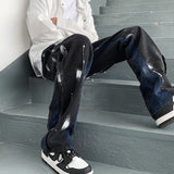 High street pants American street skateboard washed splash jeans men's floor pants streetwear hiphop Panic buying denim men jinquedai
