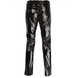 Shiny PVC Latex Trousers Men Motorcycle Black Mens Pants Fashion Faux Leather Riding Waterproof Motor Biker Male Street Pants jinquedai