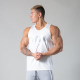 Summer Muscle Men's Gym Fashion Men's Sportswear Sleeveless Wide Shoulder Tops Joggers Outdoor Running Casual Men's Vest jinquedai