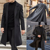 Spring autumn Winter Men Coats Woolen Solid Long Sleeve Jackets Fleece Men Overcoats Streetwear Fashion Long Trench Outerwear jinquedai
