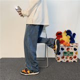 Men Wide Leg Jeans Solid Pleated Mopping Cool Harajuku Baggy Casual Trendy Vintage Retro Japan Style Streetwear Draped Teens New jinquedai