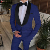 Latest Luxury Royal Blue Wedding Men Suit 2Pcs Slim fit Groomsman Groom Jacket Brand Formal Shawl Lapel Blazer with Pants Set jinquedai