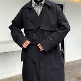 Autumn Tide Brand Windbreaker Male Mid-length Korean Ins Couple Handsome Knee-length Cloak Loose Coat Jacket jinquedai