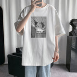 Jinquedai American Vintage Graphic Men's Tshirt Short Sleeve Oversized T-shirt Male Casual Tee T shirt Harajuku Men's Clothing jinquedai