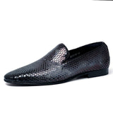 Men Summer Genuine Snake Pattern Leather Shoes Hair Stylist Italian Open Edge Slip On British Carved Business Casual Loafers jinquedai