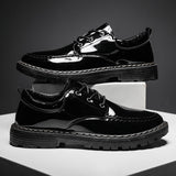 Men Casual Shoes Flat Fashion Lace Up Autumn Spring Leather Low Top Black Outdoor Male Non-slip Comfortable jinquedai