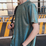 Summer Bright Color Short-sleeved T-shirt Men's Fashion Casual O-neck Hip-hop T Shirt Men Streetwear Wild Loose Tshirt Male jinquedai