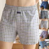 Men's Casual Loose Underwear Plaid Wide Leg Cotton Boxer Short Panties Home Wear Underpants Fashion Comfy Nightwear Bottom Pants jinquedai