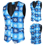 Jingquedai  Christmas Vest Men 2022 Brand Striped Santa Claus Printed Sleeveless Mens Suit Vests Jacket V-Neck Slim Fit Chalecos Para Hombre jinquedai
