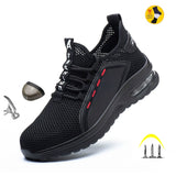 Work Shoes Hollow Breathable Steel Toe Boots Lightweight Safety Work Shoes Anti-slippery For Men Women Male Work Sneaker jinquedai